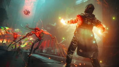 Official CONTROL Resonant screenshot of Dylan charging paranatural energy at red Hiss enemies