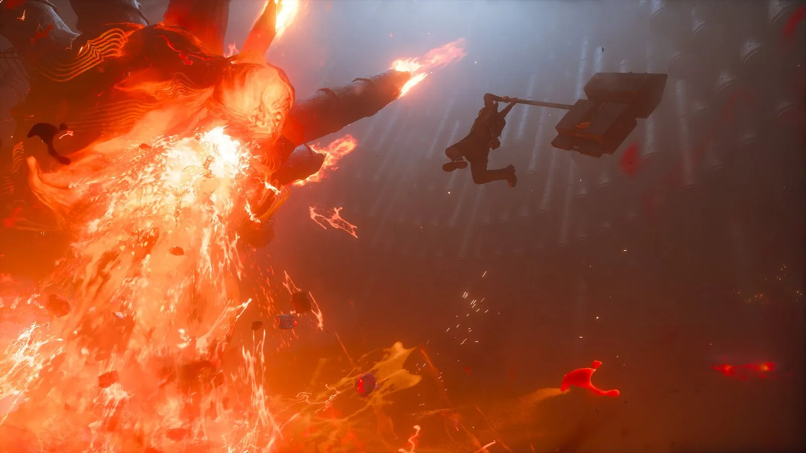Official CONTROL Resonant screenshot of Dylan fighting amid heavy fire and particle effects