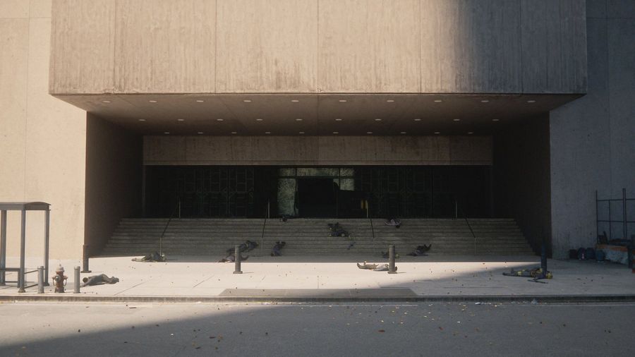 Official CONTROL Resonant art of the brutalist Federal Bureau of Control plaza in a warped Manhattan
